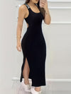 Split Hem Bodycon Tank Dress, Casual Sleeveless Dress For Spring & Summer, Women's Clothing