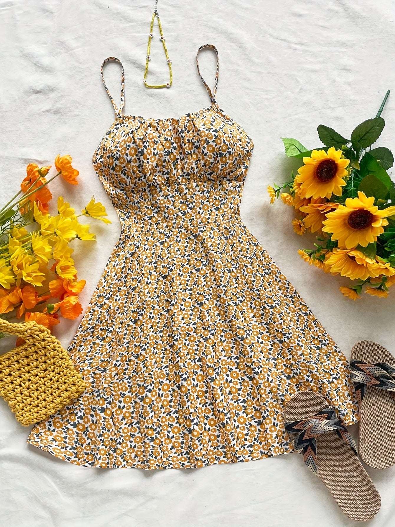 Sexy Floral Halter Suspender Mini Dress for Women - Backless with Bow Detail, Flared Silhouette, Polyester Blend, Perfect for Summer Vacations, Vacation Dress|Floral Halter Dress|Backless Dress