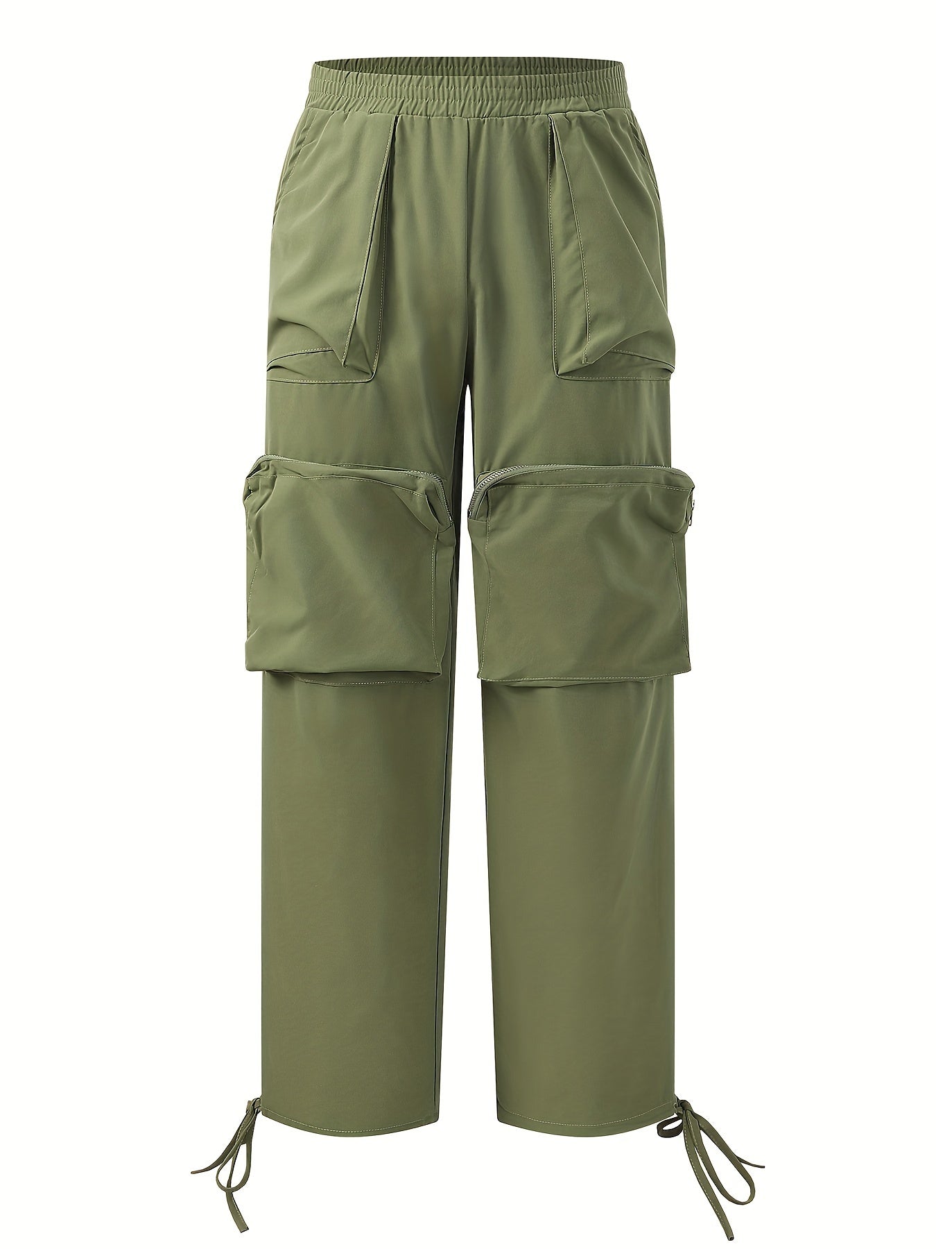 Fashion Y2K Loose Multi Pocket Zipper Pocket Cargo Pants, Casual Sports Loose Wide Leg Pants For Hiking, Women's Athleisure
