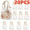 20pcs Clear Frosted Tote Bags with Floral & Bear Design - Durable Polypropylene, Perfect for Weddings, Showers, Birthdays, and Housewarmings, Event Tote Bags | Floral Bear Design | Durable Tote Bags, Tote Bag