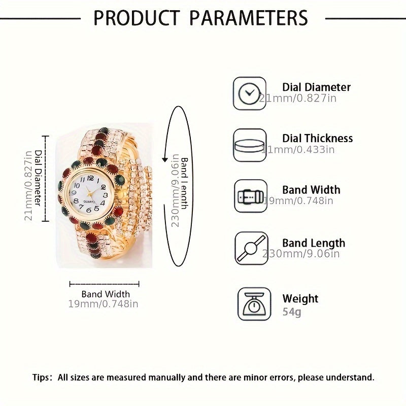 Glittering Elegance, Elegant Women's Quartz Watch - Luxury Rhinestone, Fashion Analog Display with Timer Function, Zinc Alloy Band - Perfect Gift for Valentine's Day & Easter