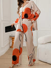 Women'S Floral Print Long Sleeve Shirt & Double Side Pocket Wide Leg Pants Set - Casual Elegant Style, Polyester, Spring/Summer Collection
