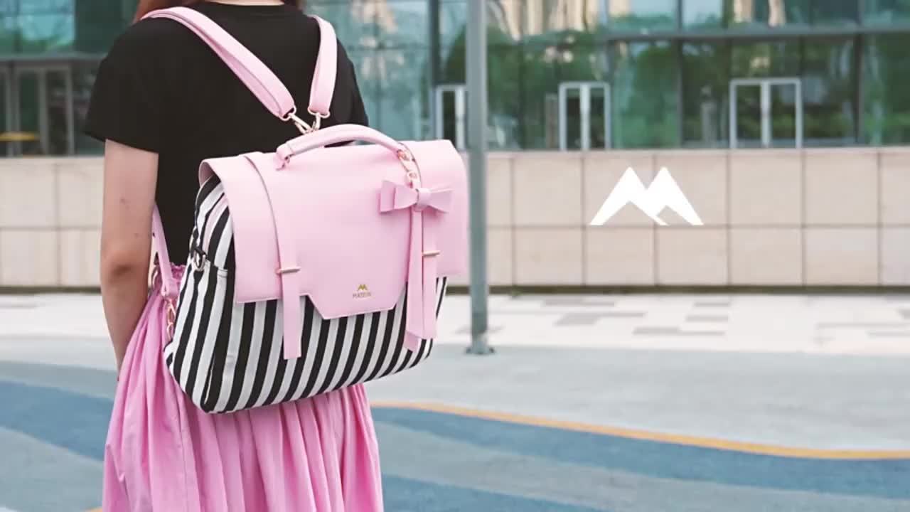 Laptop Case Briefcase for Women, 15.6 Inch Convertible Laptop Briefcase Backpack with Bow, Cute Kawaii Computer Messenger Crossbody Laptop Tote Bag Carrying Case for College Work Travel 3-in-1, Valentine's Day Gift, Valentine