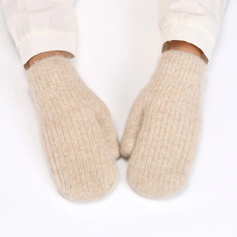 3-Pack CozyWarm Women'S Knitted Mittens - Polyester & Wool Blend, Elastic Windproof Fingerless Gloves for Driving and Cycling, Warm and Cozy Outdoor Accessories
