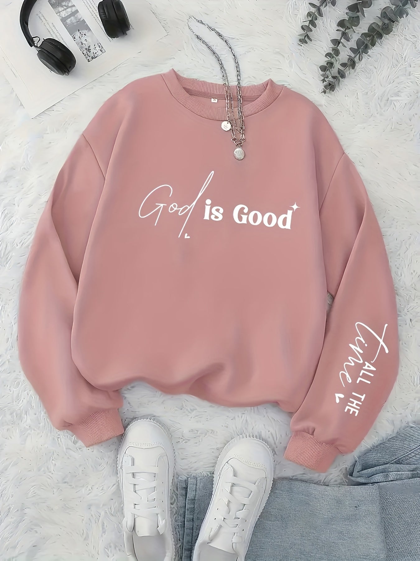 Women's Casual Pullover Hoodie – Solid Color, Crew Neck, Soft Knit Fabric, Perfect for Fall & Winter