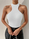 Elegant Directional Women'S Off-Shoulder Halter Knit Sweater Top