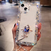 [1pc Luxurious Rose Flower Phone Case] Luxurious And Stylish Three-Row Glass Hardware Rose Flower Phone Case with Sparkle Bracelet Strap, Suitable for Iphone 16 Pro Max, Shockproof Phone Cover.