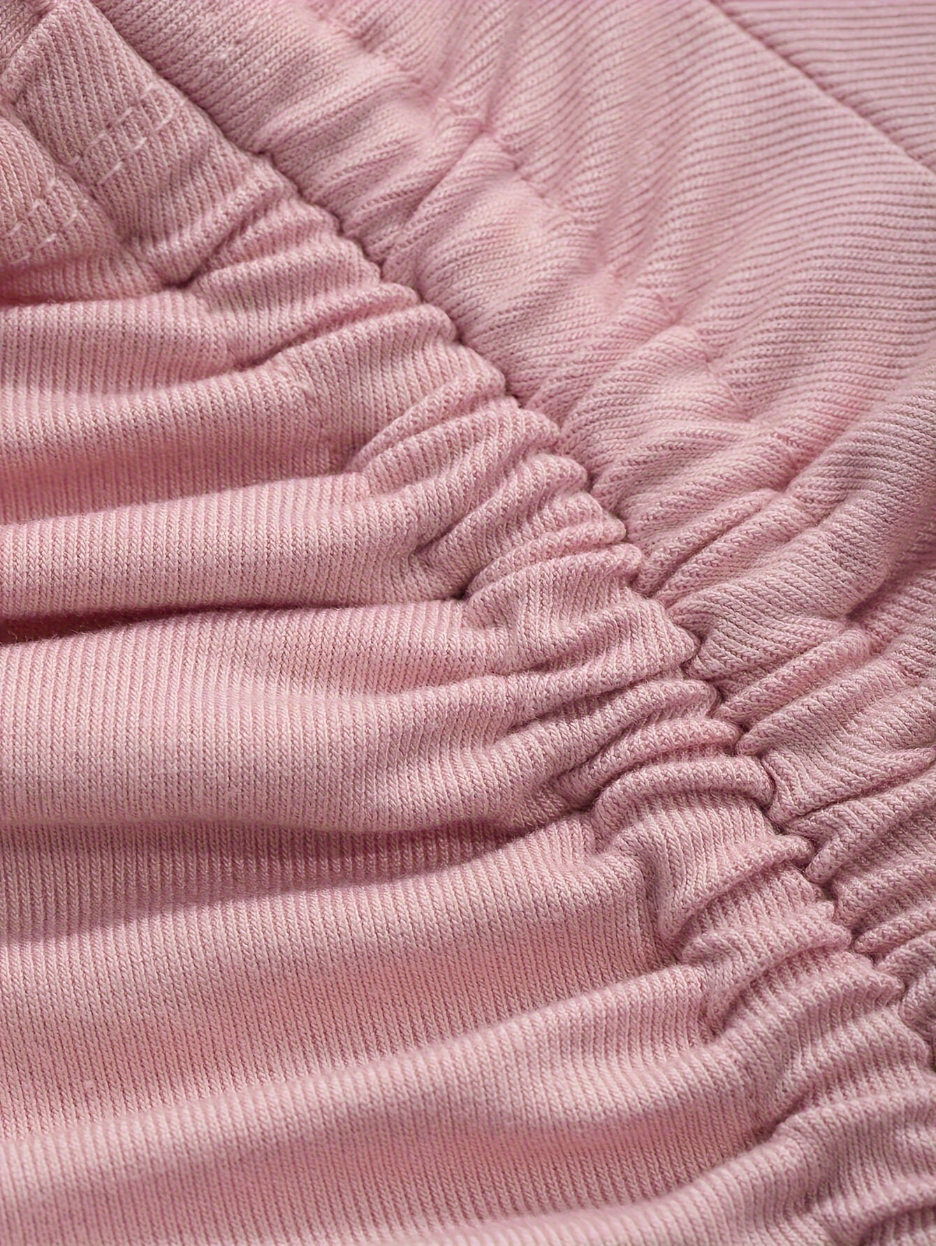 [Orientation]Summer new solid pink sweet tops dating party party wear knitted asymmetric square neck short sleeve T-shirt
