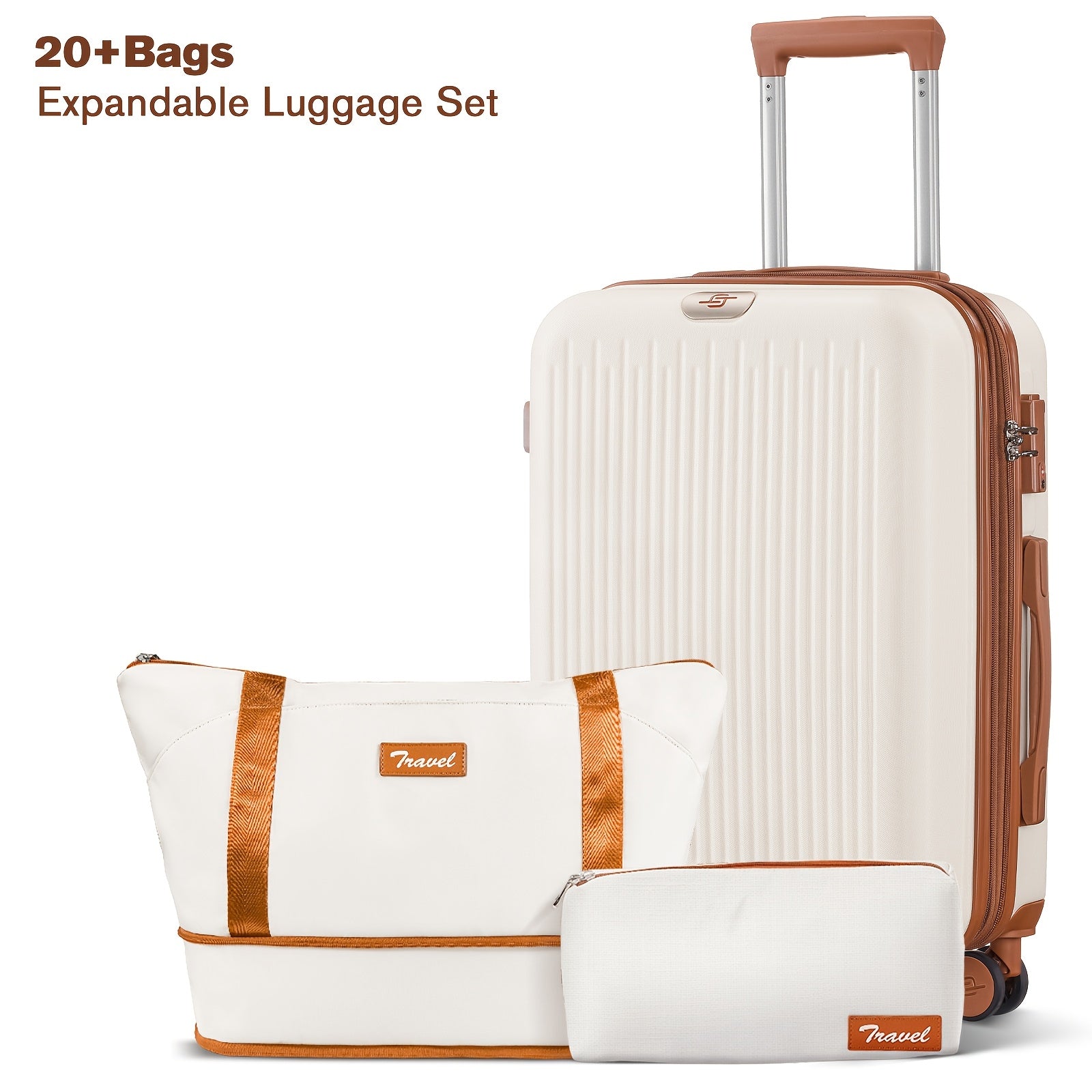 Luggage Suitcase Sets with Expandable Duffle Bags and Cosmetic Case Travel Set, Hardshell Lightweight Carry on and Checked Luggage with Spinner Wheels and TSA Lock