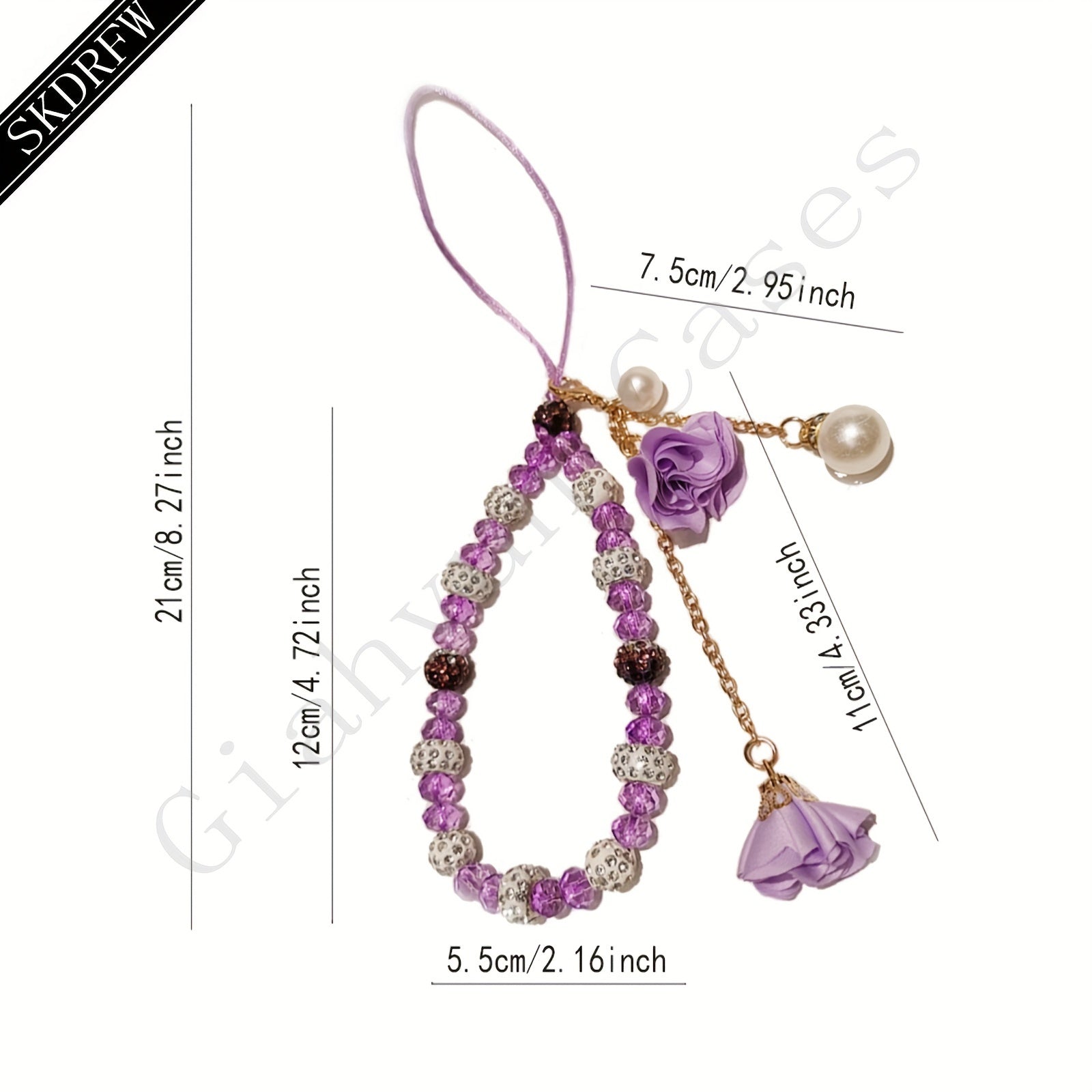 Fashionable Universal Phone Accessory With A Short Crystal Chain, Pure Phone Case, Pendant, And Wrist Strap