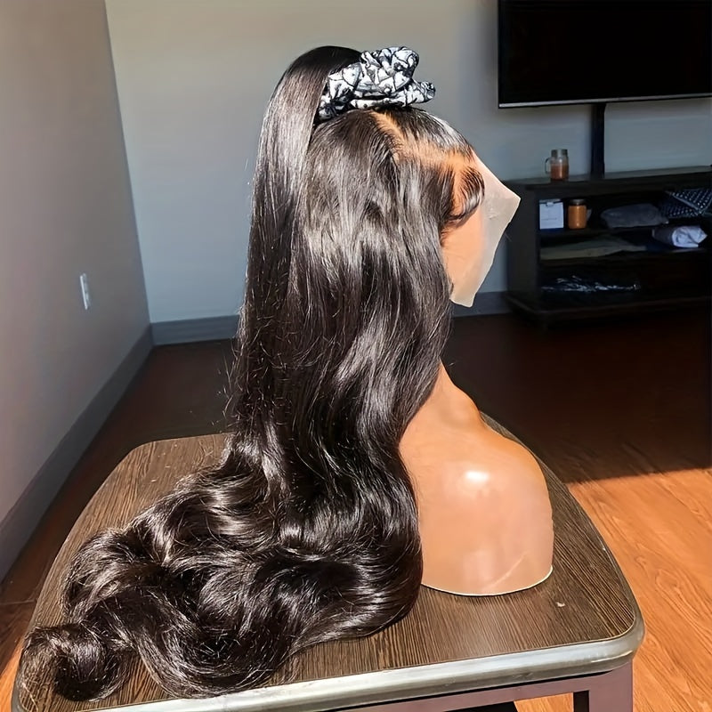 360 Lace Front Wig for Women - Pre-Plucked Human Hair, Body Wave with Baby Hair, Natural Color, 250% Density, Full HD Lace Coverage, Elegant Style for African American Women