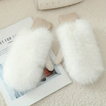 Thick, Windproof, And Cute Winter Warm Fuzzy Gloves for Cycling.