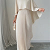 Flowing Long Skirt Elegant Solid Color Pleated Dress with Faux Two-Piece Design, Suitable for Banquets