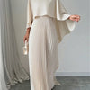 Flowing Long Skirt Elegant Solid Color Pleated Dress with Faux Two-Piece Design, Suitable for Banquets