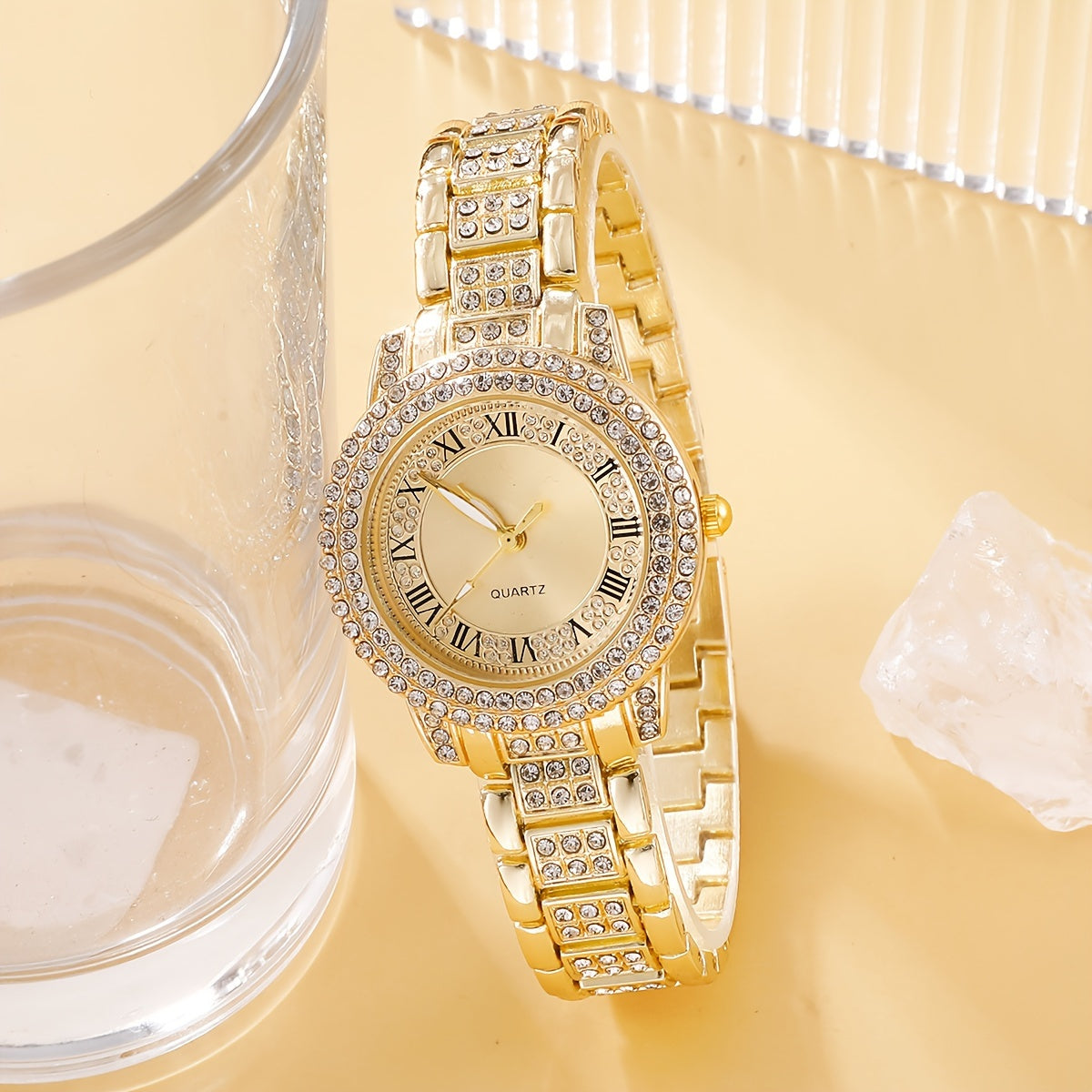 Charm Two Pieces; Simple and Elegant Ladies Round Dial Quartz Watch - Niche Luxury Bracelet with Fashion-Forward Design for Every Occasion