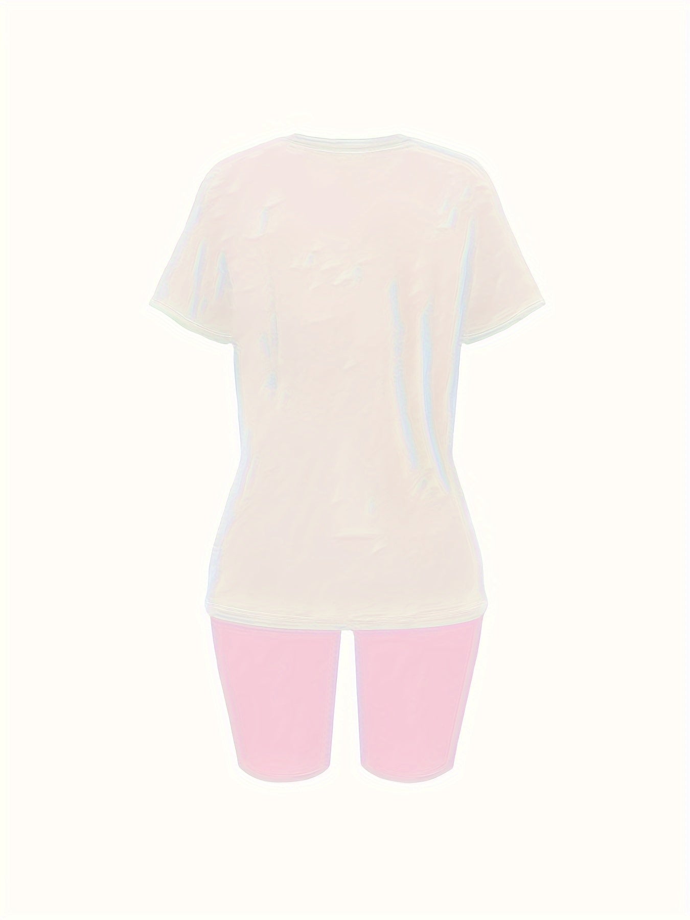 Two-piece set of trendy and personalized element printed Women's short-sleeved tops and five-pocket pants, fashionable and creative casual letter-printed Women's round-neck T-shirt and bottom pants