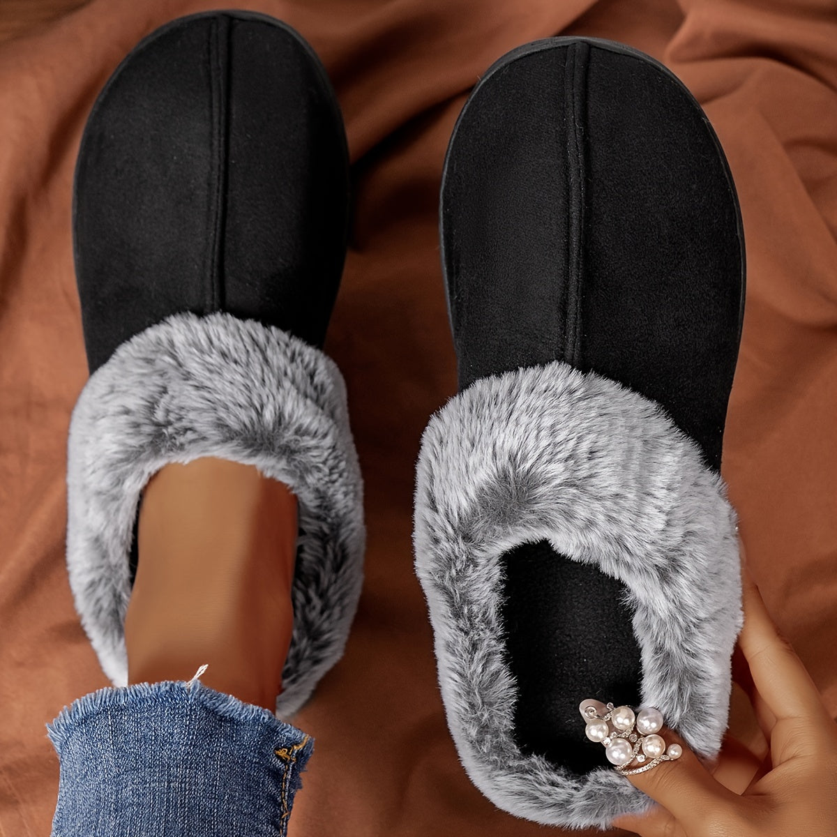 CozyPlus Slippers - Ultra-Soft, Plush Lined, Non-Slip, Closed-Toe, Flat Sole, Warm, and Fuzzy Winter Shoes for Home - Soft, Gentle, and Comfortable Footwear for Cold Weather