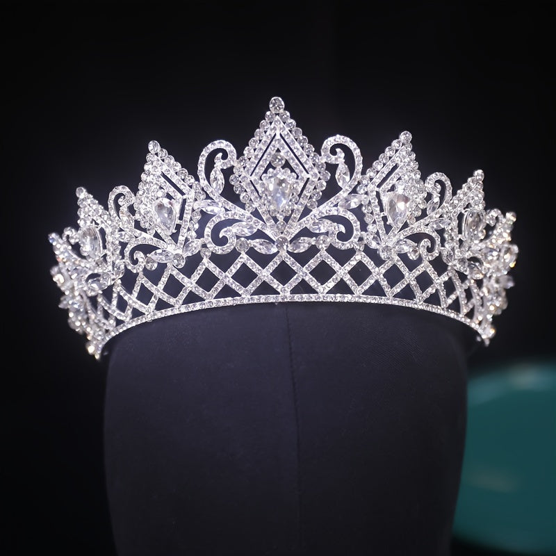 New High-end Silvery Wedding Crown for Brides, European and American Style Shining Crown
