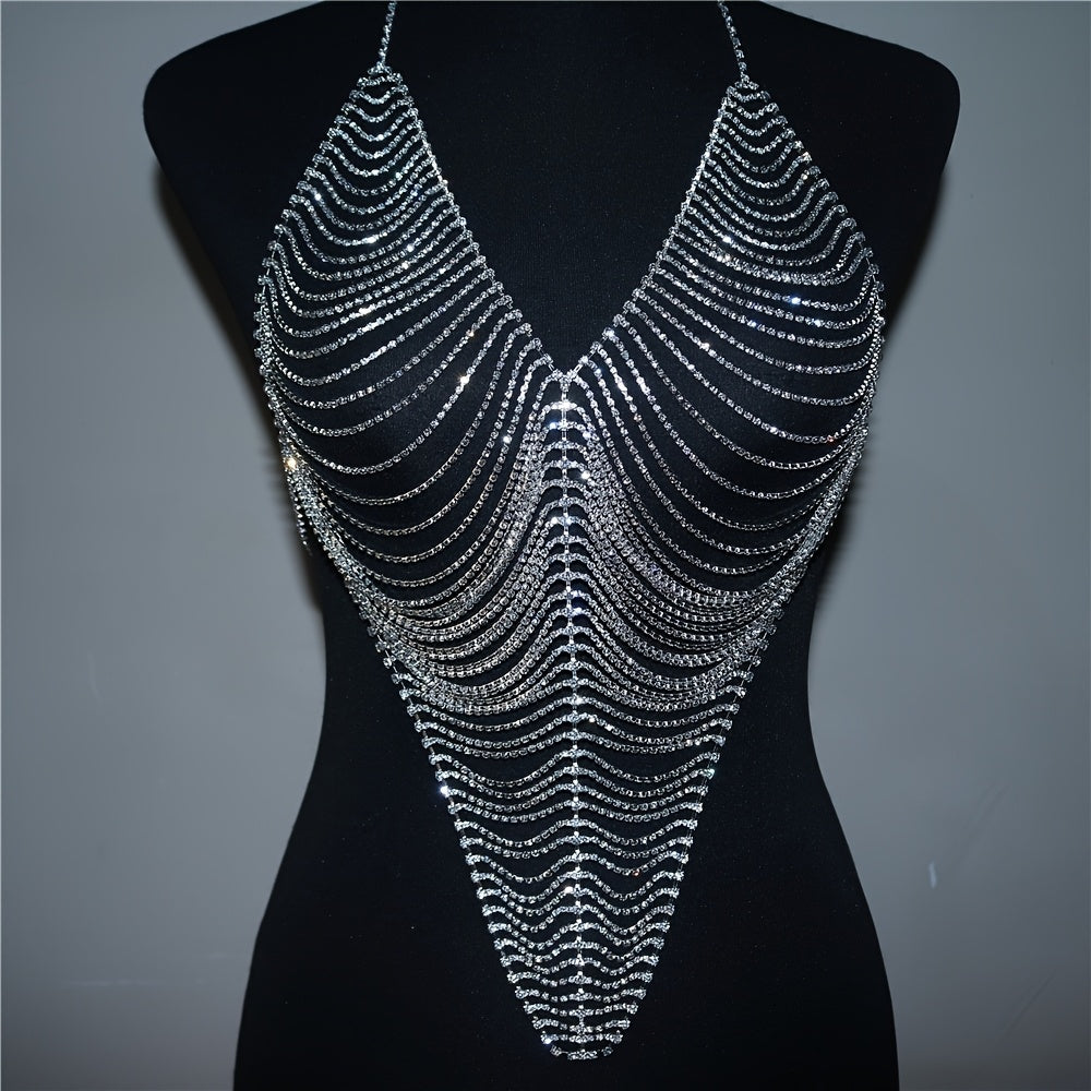 Boho Sexy Body Chain for Women - 1pc Sparkling Rhinestone Bikini Jewelry, No Plating, Artificial Crystal, Gift for Party, Valentine's Day, All Seasons