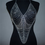 Boho Sexy Body Chain for Women - 1pc Sparkling Rhinestone Bikini Jewelry, No Plating, Artificial Crystal, Gift for Party, Valentine's Day, All Seasons