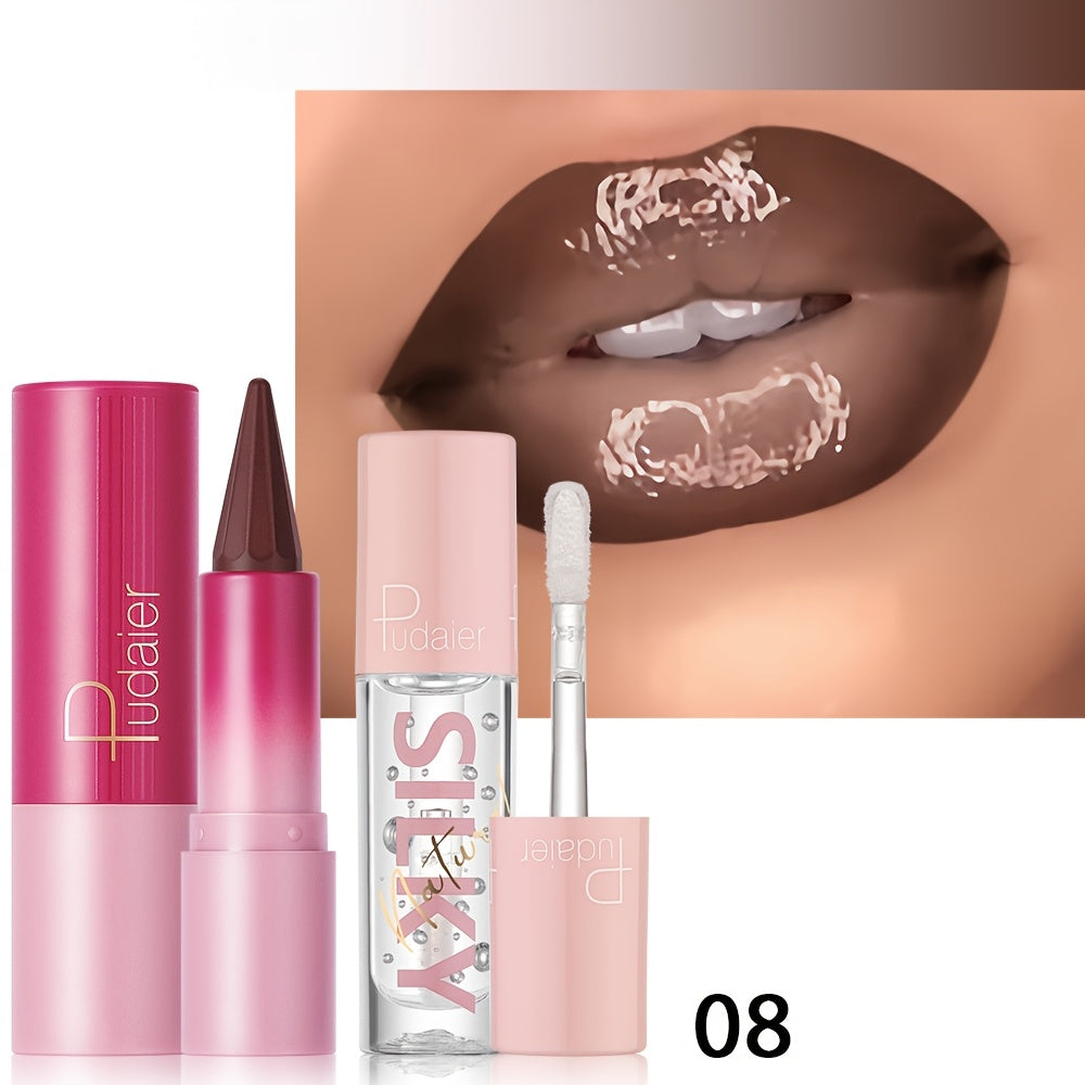 Silky Smooth Lipstick & Nourishing Lip Oil Set – Long-Lasting Glossy Finish, Precision Lip Pencil with Hydrating Lip Oil for All-Day Wear & Effortless Glam