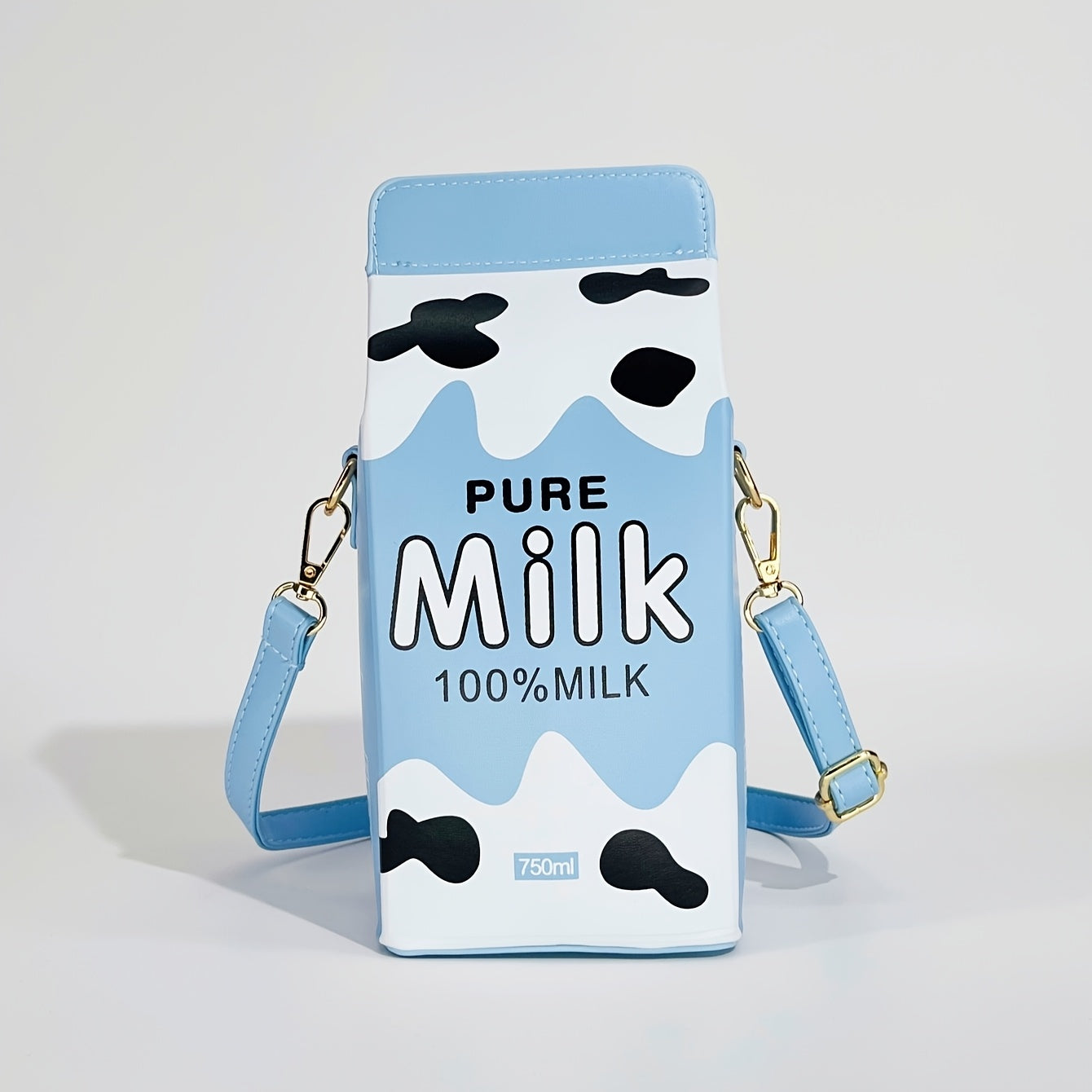 Unique, Chic Milk Carton-Shaped Crossbody Bag with Cow & Letter Print, Adjustable Strap, Zip Closure - Perfect for Travel & Everyday Use, Pink Faux Leather, Girl, Strawberry Pattern