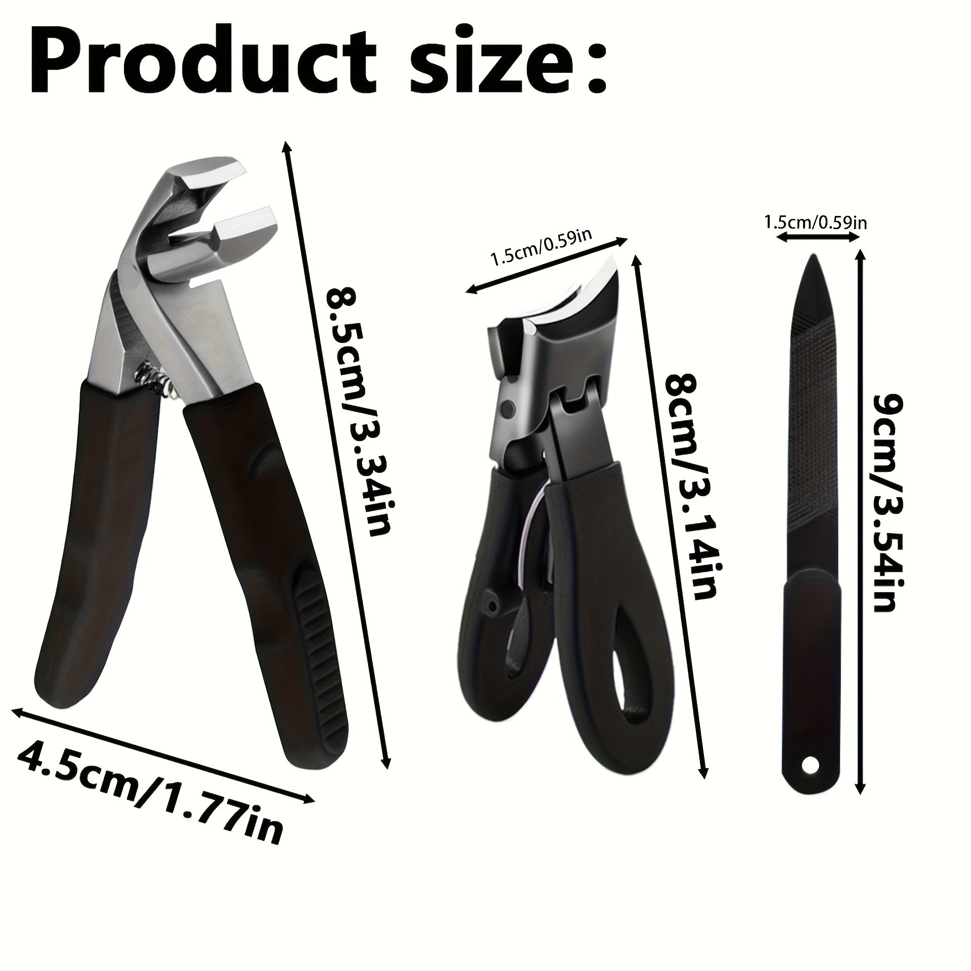 [Heavy Duty] Angled Heavy Duty Toe Nail Clippers With Catcher | 3pcs | Sharp Stainless Steel | Mess Free Large Fingernail Clippers With Wide Opening | For Thick Nails For Seniors Men Women