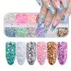 12 Grids of Gradient Candy-Colored Mermaid Flake Glitter Hexagonal Sequins Powder for 3D Nail Art Decoration Tips
