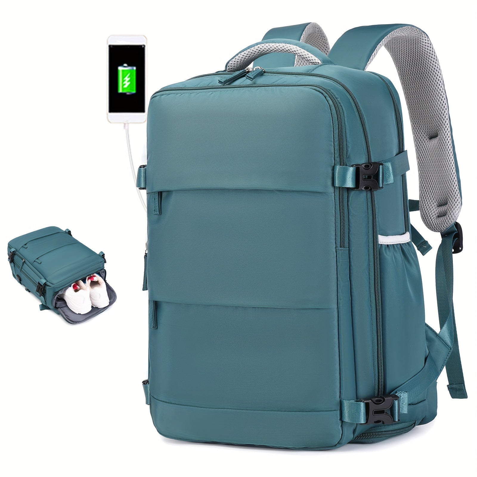Airline-Approved Waterproof Laptop Backpack - Travel College Computer Bag with Shoe Compartment - Suitable for Both Women and Men