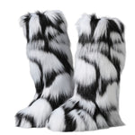 Women'S Plush Fluffy Snow Boots, Mid Cut, Warm, Christmas, Flat Fashion Boots