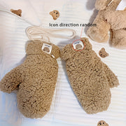 Winter Knitted Bear Mittens - Cozy Fleece Lined Warm Gloves, Decorative Cute Animal Pattern, Elastic Wrist Cuff, Ideal for Cold Weather Outdoor Activities, Easy Care Hand Washable - Available in Multiple Colors