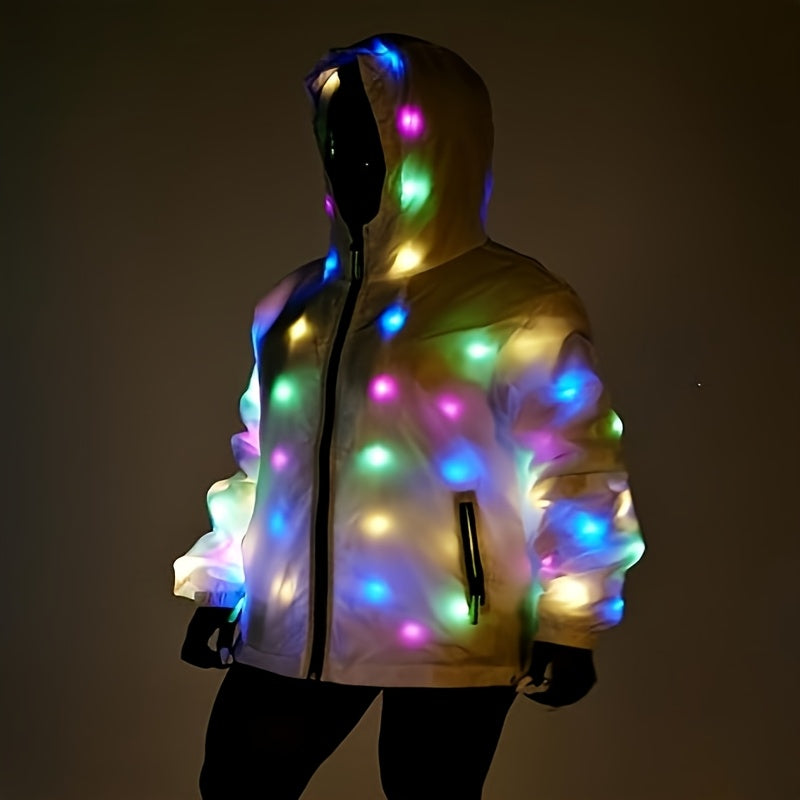 1pc Of Luminous Clothing, LED Jacket, Glittering Jacket, Hooded Sweatshirt, Carnival Light, Adult Clothing, Family Clothing, Men'S And Women'S Dance Club Luminous Clothing