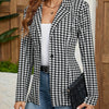 Chic Houndstooth Blazer for Women - Fashionable Button Front, Stylish Lapel Collar, Versatile Long Sleeves - Perfect Casual Everyday Wear with Premium Quality Print Design