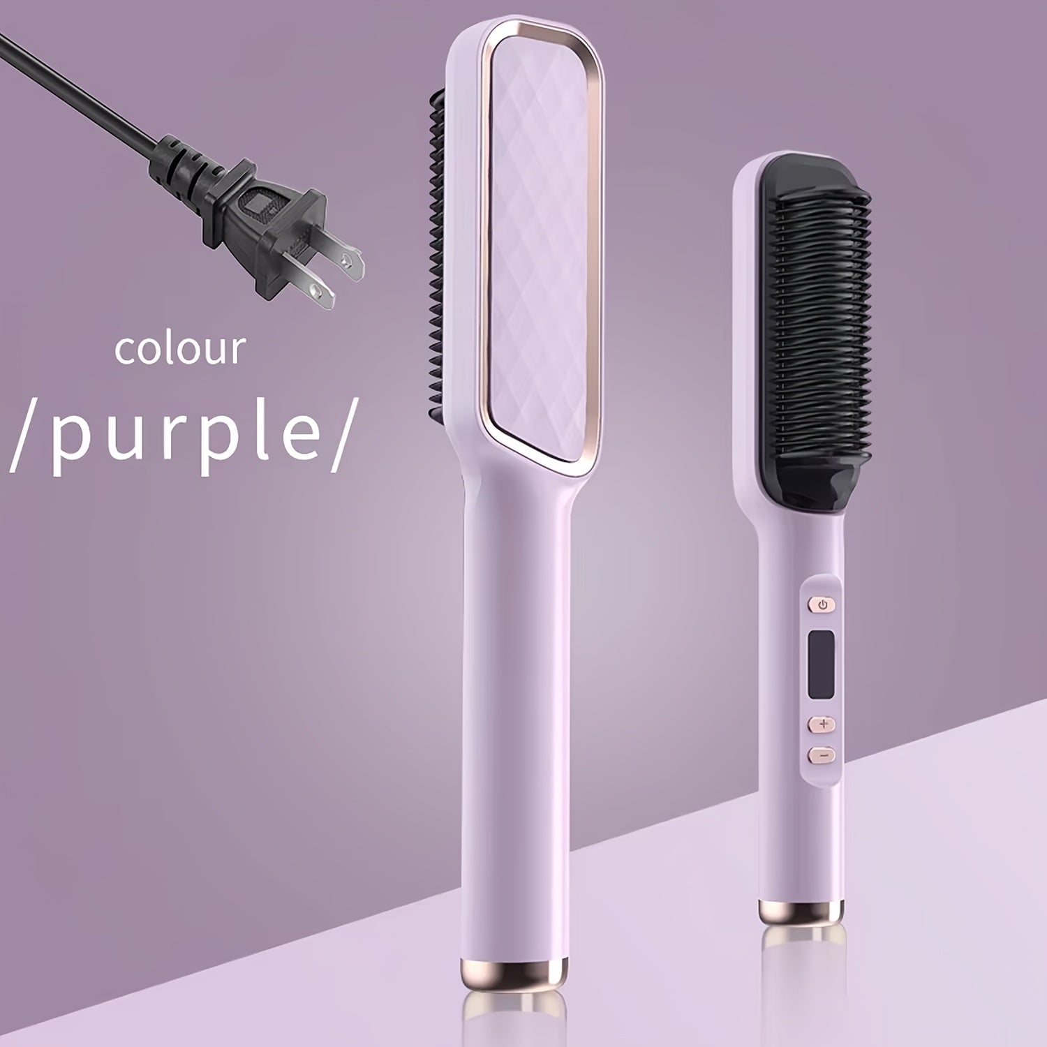 Multi-Temp 2-in-1 Hair Straightener and Curler Comb, Ceramic Plates, Power Supply Operated, 110V/220V, US Plug, for Wet and Dry Styling, Volumizing Hair Tool for Women, Ideal Mother'S Day Gift