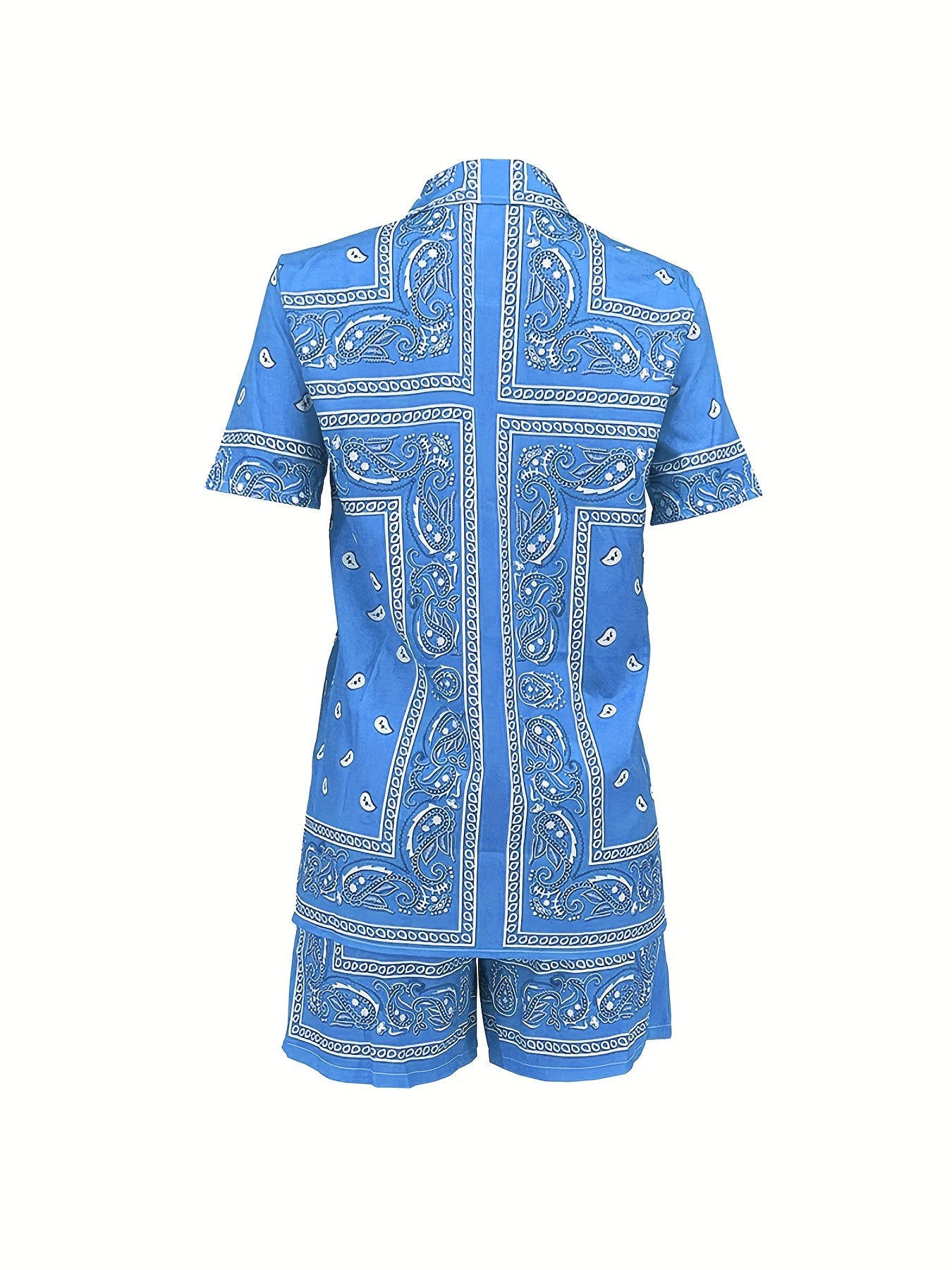 Women's Paisley Print Two-Piece Set - Casual & Comfy Spring/Summer Outfit with Pockets, Easy Care