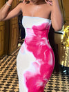 Elegant Floral Print Bodycon Midi Dress for Women - Casual Chic with Applique Detail, All-Season Wear