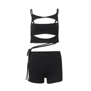 Sexy Cutout Tight Braces Street Hip Shorts Suit