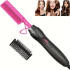Portable Ceramic Hot Comb Hair Straightener & Curler – Copper Heat Press Styling Tool for Wet and Dry Hair, Beard, and Wigs – 110V, US Plug, Ergonomic Design with Comfort Grip
