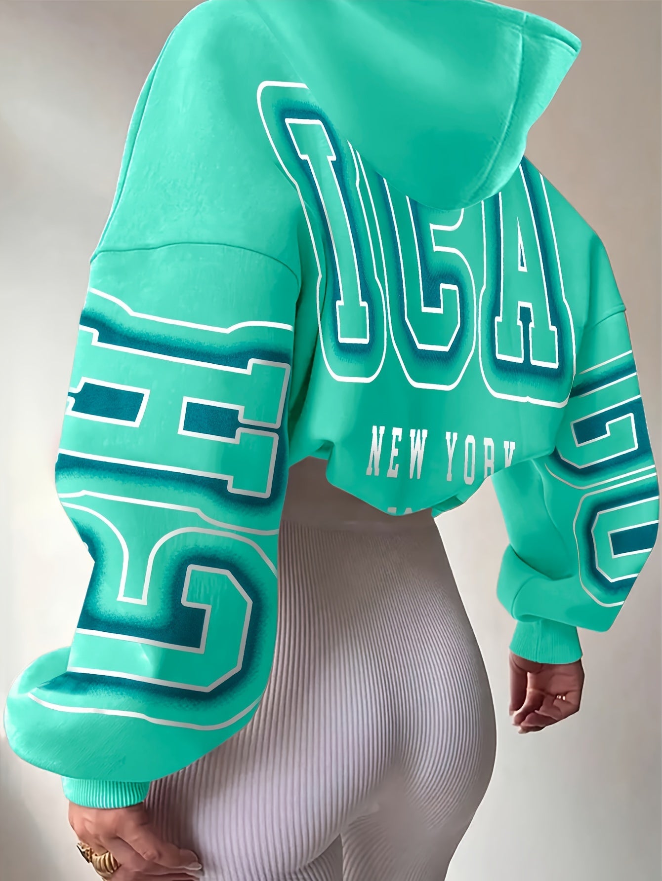 Spechir Chic Black Hoodie with Pink & White NYC Letter Design - Casual Polyester Blend, Long Sleeve, Machine Washable - Stylish Women's Fashion for Spring/Fall, Urban Fashion|Youthful Style|Knit Construction, Oversized Hoodie