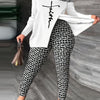 WF112 Long Sleeve Long Pants Plaid Print Two Piece Set