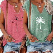 European & American Fashion Two-Piece Set – Printed V-Neck Button Vest & Matching Casual Bottoms, Lightweight Polyester-Rayon Blend