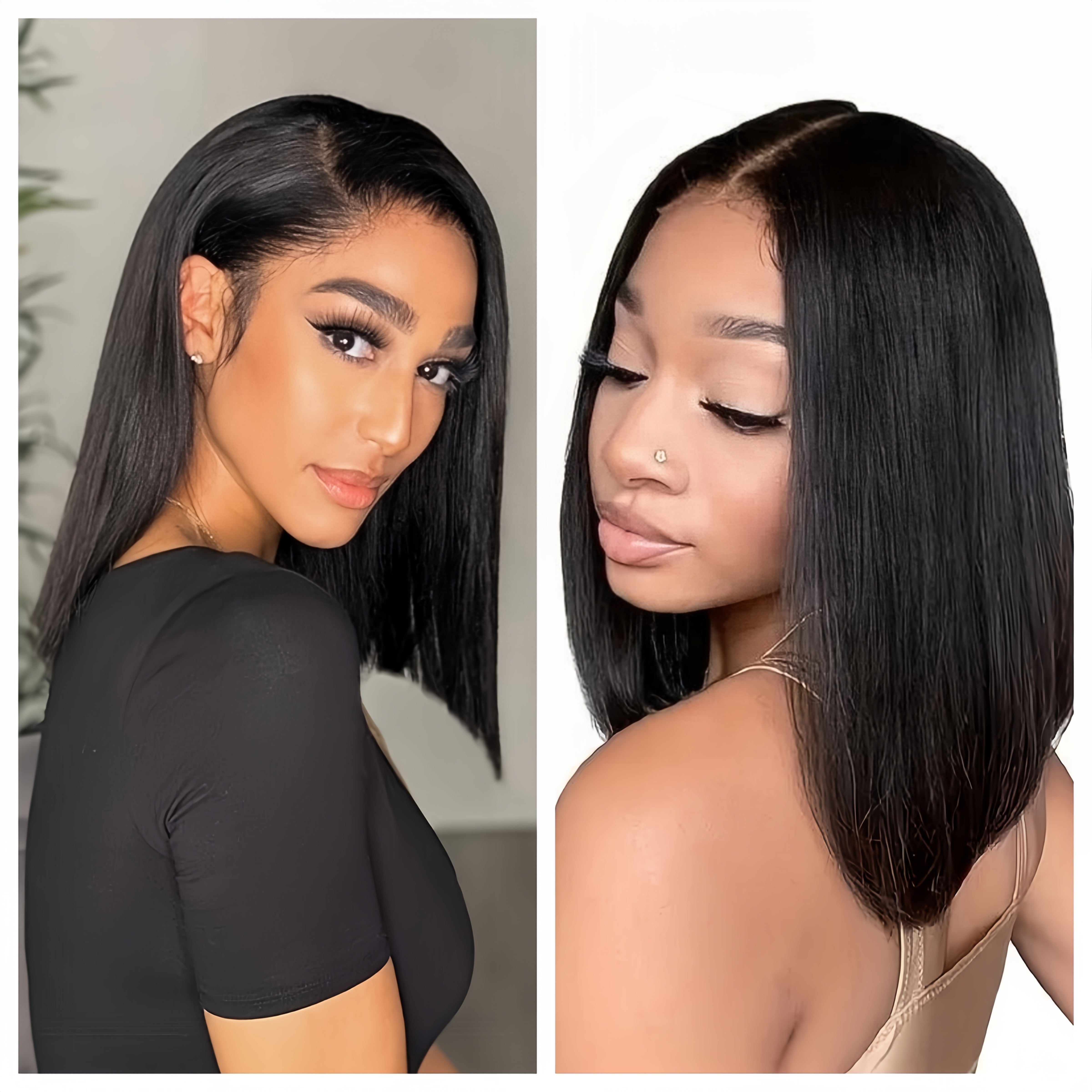 TIMOPOL Bob Wig Human Hair Glue-Free 13x4 Lace Front Wig Human Hair 10-16 "pre-drawn High Definition Clear Lace 150% Density Short Bob Wig for Women