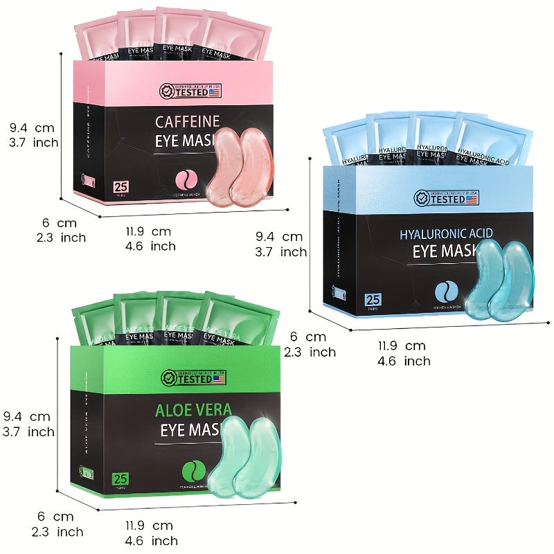 Caffeine, Hyaluronic Acid, Aloe Vera Skincare Eye Mask (25Pairs/box), with Collagen for Long-lasting Moisturizing And Nourishing The Light Beige, Suitable for All Light Beige Type, Visibly Minimize Wrinkles And Fine Lines, Br