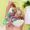 Acrylic Heart-Shaped Keychain with Quicksand Glitter, Trendy Fashion Bag Accessory, Exquisite Cute Keyring with Love Theme