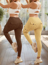 2pcs high-waisted yoga leggings with 4-button pockets, multi-pack butt-lifting and abdominal fitness running four-way elastic work pants, 2pcs leggings set