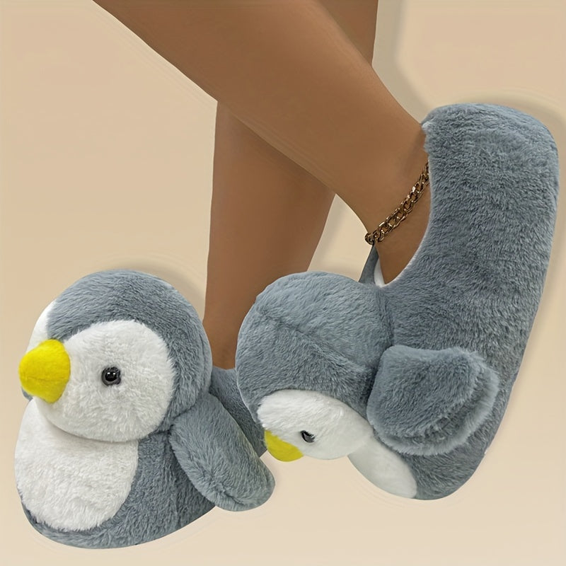 Casual Cartoon Penguin Slippers - Slip-on Fabric House Shoes Cozy Warm Winter Indoor Slippers for All Seasons
