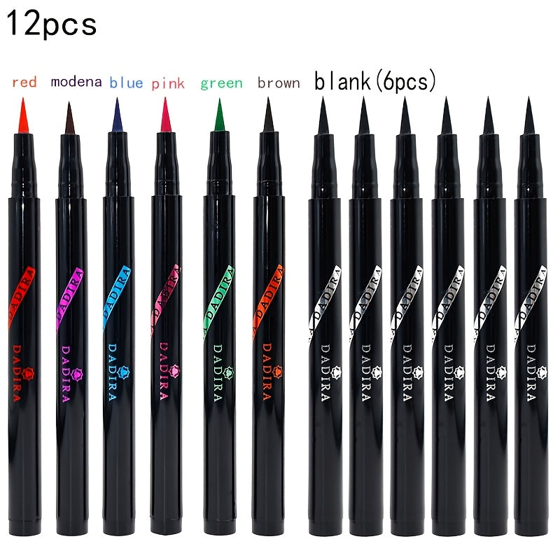Valentine's Day 12pcs Multi-Color Eyeliner Pen Set - Matte Finish, Perfect for Parties & Christmas Masquerades