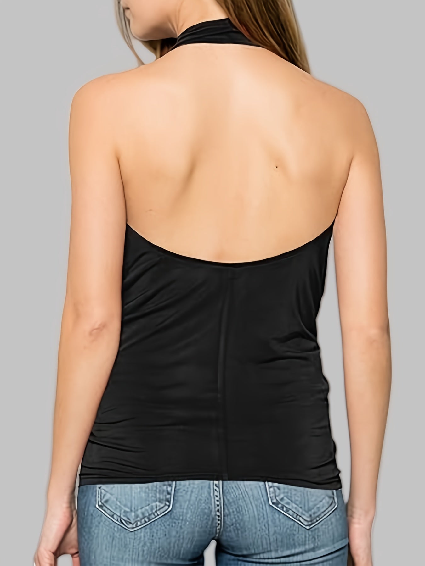 [Lightweight Polyester Halter Neck] 3-Pack Women's Fashion Halter Neck Tanks - Lightweight 210g/m² Polyester Vests - Casual Solid Color Knit 95% Polyester 5% Elastane, Spring/Summer/Fall Collection