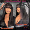 Glueless Bone Straight Wigs with Bangs 100% Long And True Length Human Hair Natural Black Color Wigs for Women Party Gifts Full Machine Made Rose Cap Straight No Glue No Lace Wigs 16inch-40inch