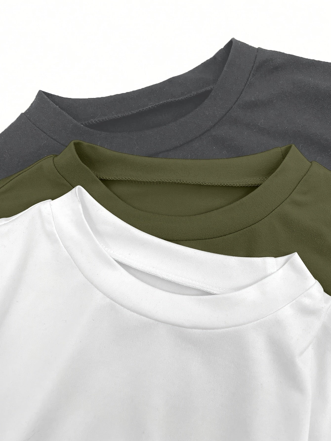 Solid Side Ruched T-shirt 3 Pack, Casual Crew Neck Short Sleeve T-shirt For Spring & Summer, Women's Clothing